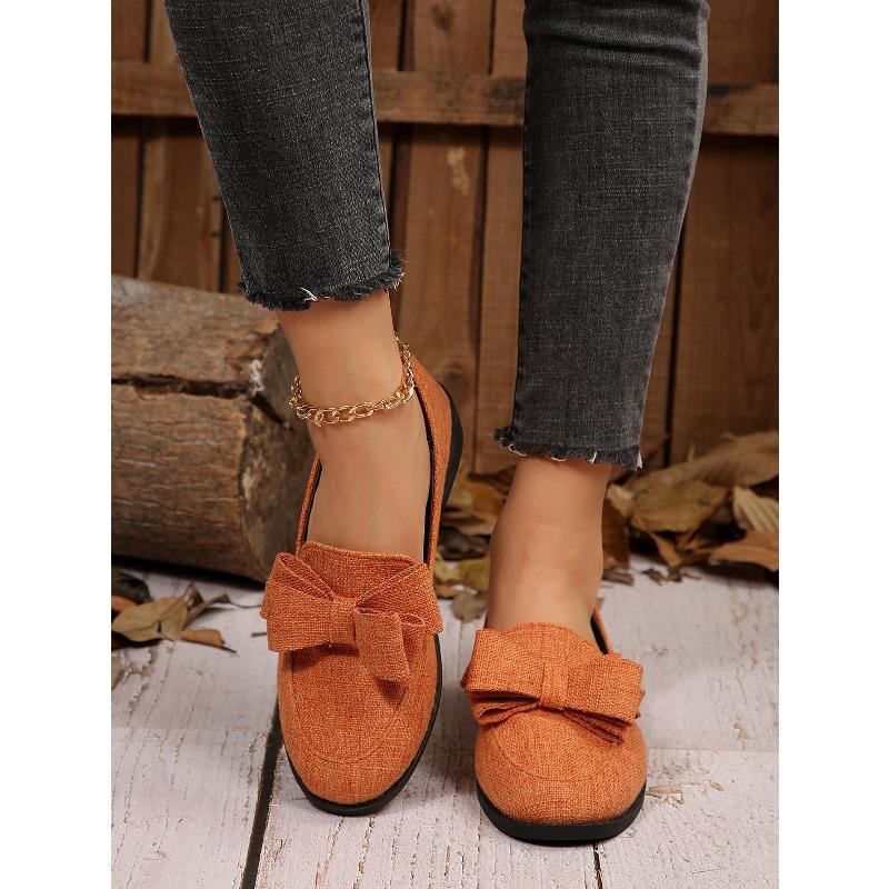 Bow Low-top Single Shoes Women's 2025 Autumn New Plus-size One-foot Loafers
