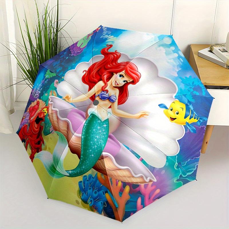 1pc The Little Mermaid Ariel: Auto-Open Close Umbrella - Portable 3-Fold Design, 8-Bone Iron Frame Outdoor Umbrella - Perfect Gift for Fans,