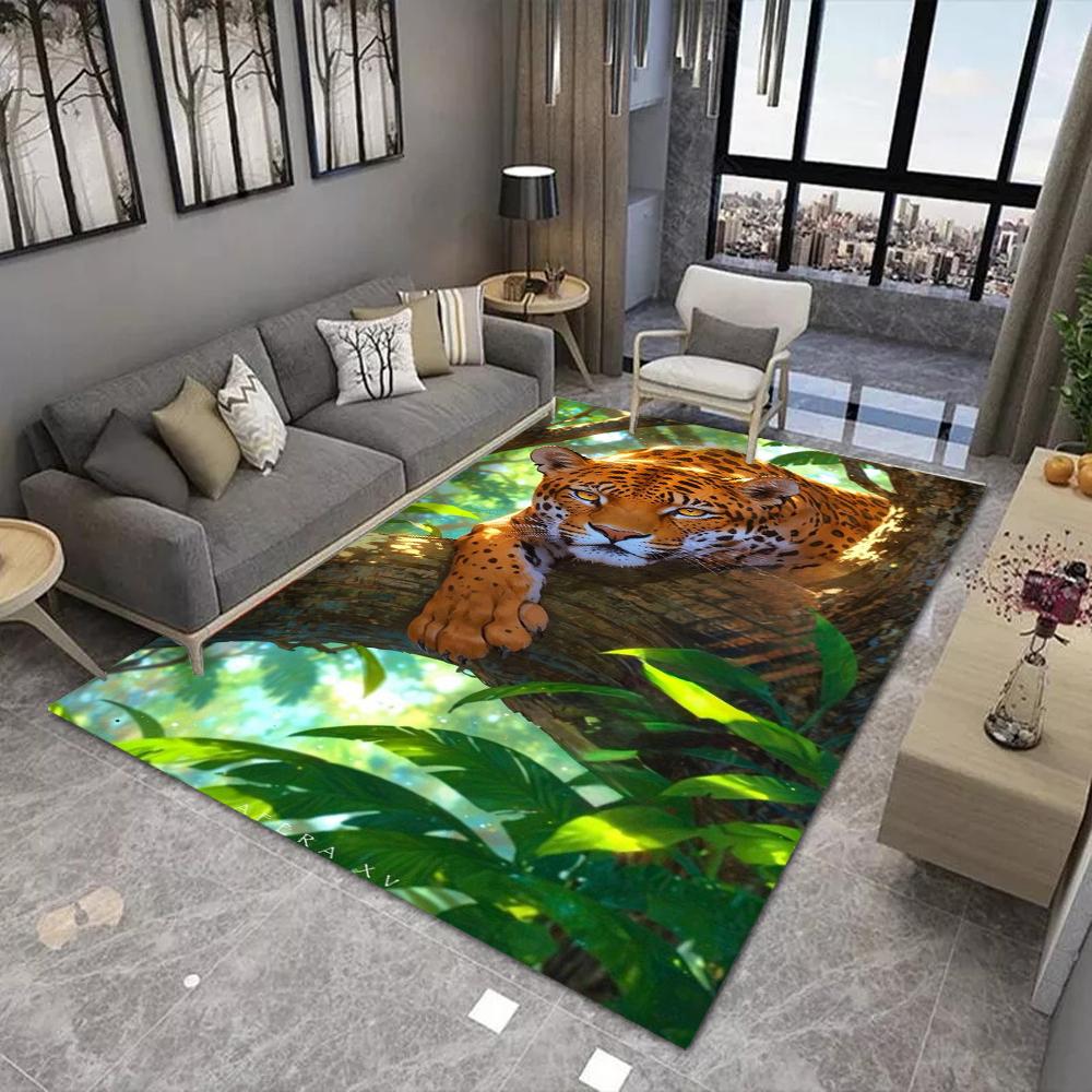 Jungle Animal Carpet Leopard Panther Design Mat Nature Theme Rug Home Decoration Living Room Bedroom Decorative Non-slip Carpets