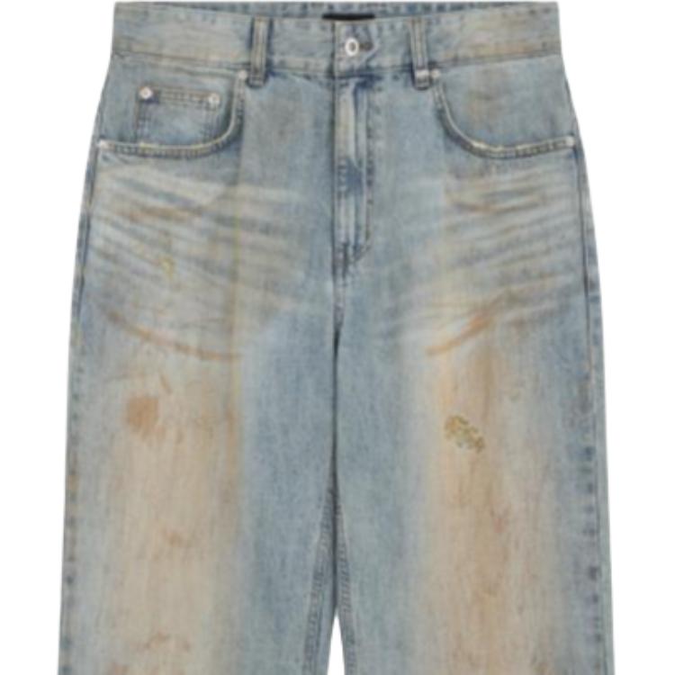 WE11DONE Washed Casual Versatile Distressed Denim Pants Men Bottoms WD-DP0-26-346-M-BL