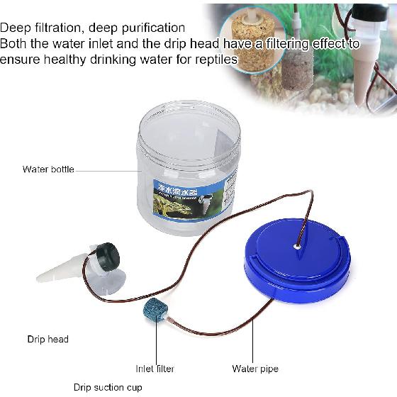 LAJS Reptile Water Dripper, Drip Irrigation Tool Accessories 1300ML for Geckos/Lizards/ for Pet Home