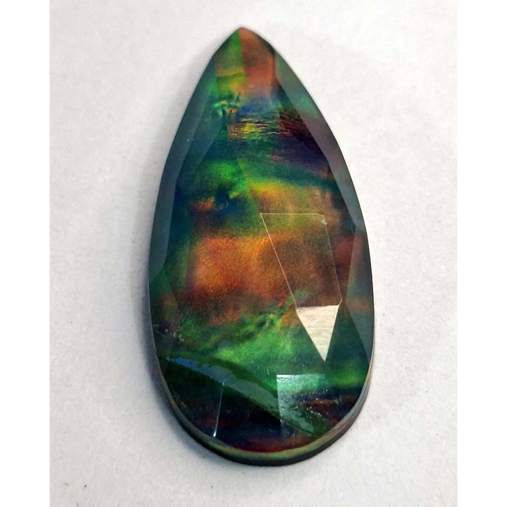 Beautiful Doublet Black Fire Opal Natural Pear Cut 13-15 Ct Certified Gemstone