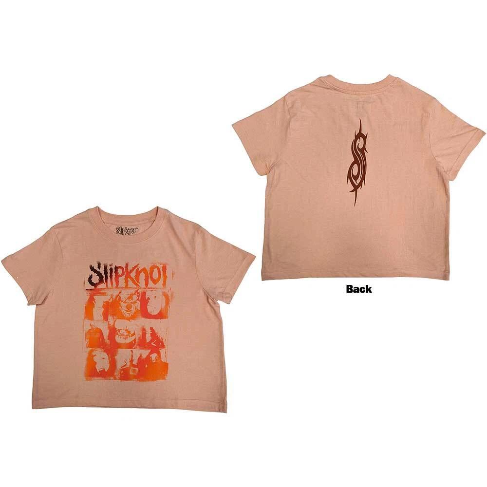 Slipknot Ladies Crop Top: The End So Far Faces Grid (Back Print) (Medium) 3XL