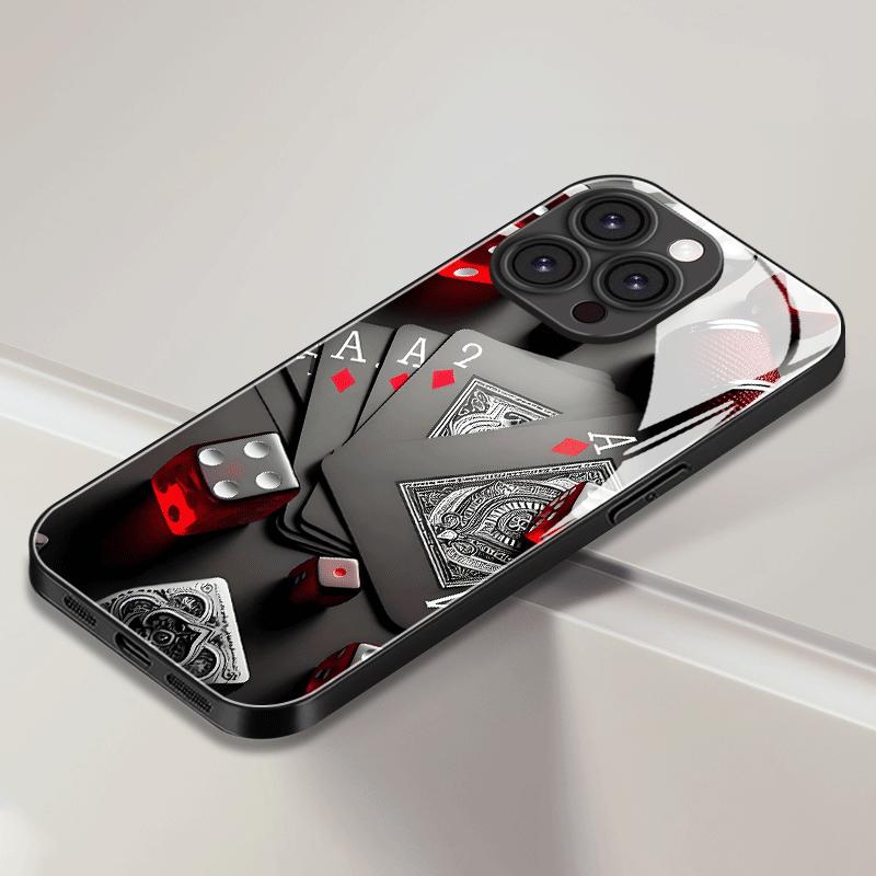Creative Playing Card A Trendy Pattern Glass Phone Case for iPhone17 16 16ProMax 15 14 13 12ProMax 11 11Pro Anti-drop protection