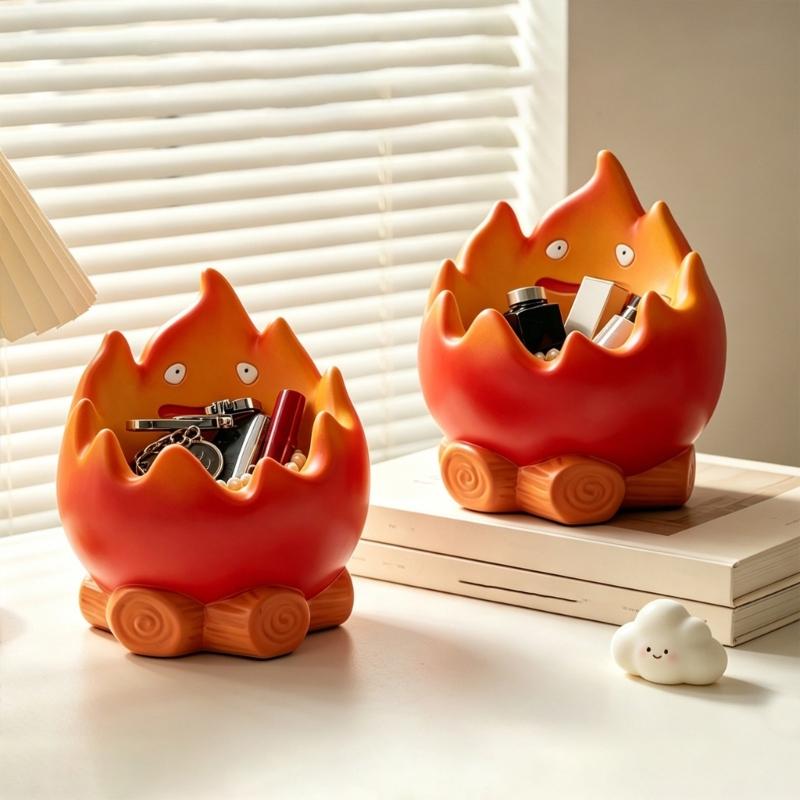 Funny Resin Flame Statue Key Bowl And Decorative Tray For Entryway Tabletop Display Practical Storage Container