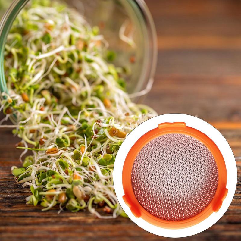 Sprouting Lid With Stainless Steel Screen Mesh Cover Wide Mouth MasonJar For Mouth MasonSprout Jars Germination Strainer