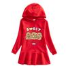 Spring & Autumn Ruffle Cartoon Rainbow Girls' Long Sleeve Hooded Sweatshirt Dress
