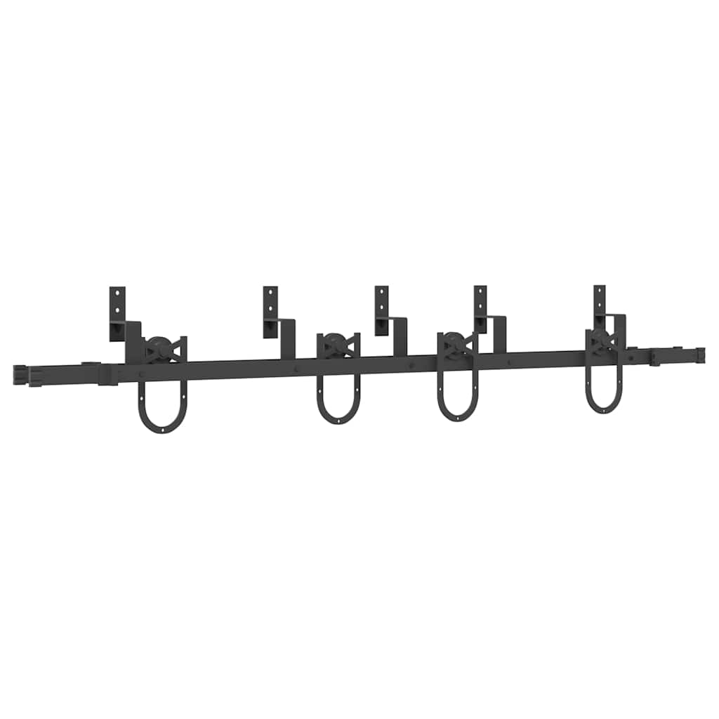 Vidaxl System Do Montażu Drzwi Przesuwnych, 200 Cm, Stal, Czarny