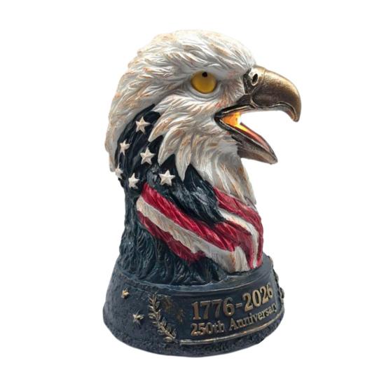 Bald Eagle Table Lamp, Patriotic American Eagle Head Bedside Lamp, Resin Bird Statue Night Light for Living Room, Bedroom, Memorial Day Home Decor