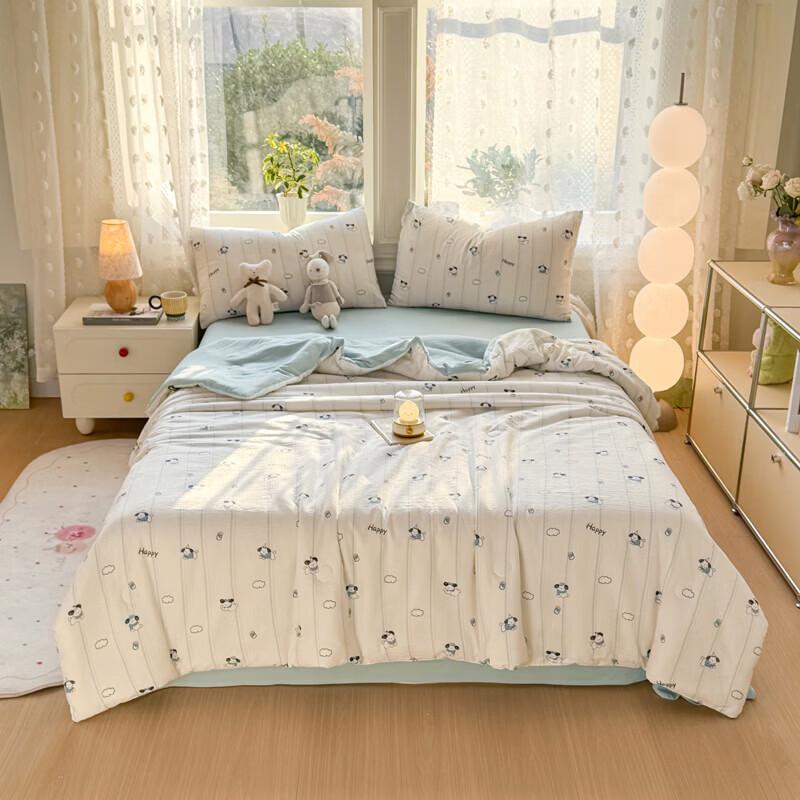 WOODPECKER Seersucker Summer Comforter - Cute Dog Paradise
