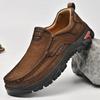 Men's Waterproof Slip On Faux Leather Hiking Shoes for Male Outdoor Non-Slip Walking Sneakers Casual Loafers Work Shoes Comfortable Short Boots