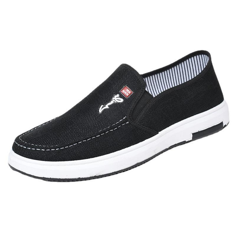 One-pedal Cloth Shoes 2025 New Old Beijing Cloth Shoes Canvas Shoes Casual Fashion Flat Men's Shoes