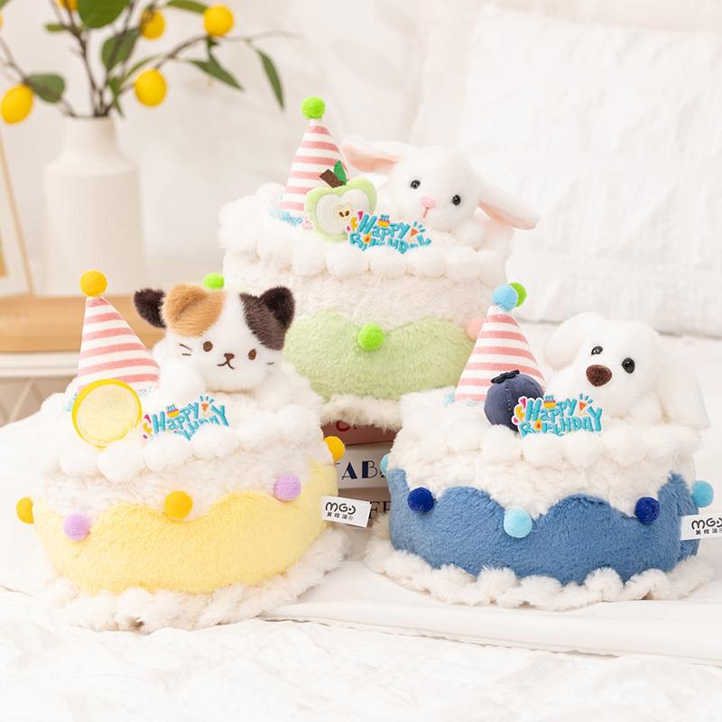 High Quality Birthday Gift Plush Toy Soft Cute Bear Fox Doll With Cake Decor Proposal Suprise Gift For Girlfriend