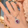 Classic Luxury Aaa Zirconia  Color Jewelry Sets For Women Elegant Pink Cz Pendant Necklace Rings Female Anniversary Gift