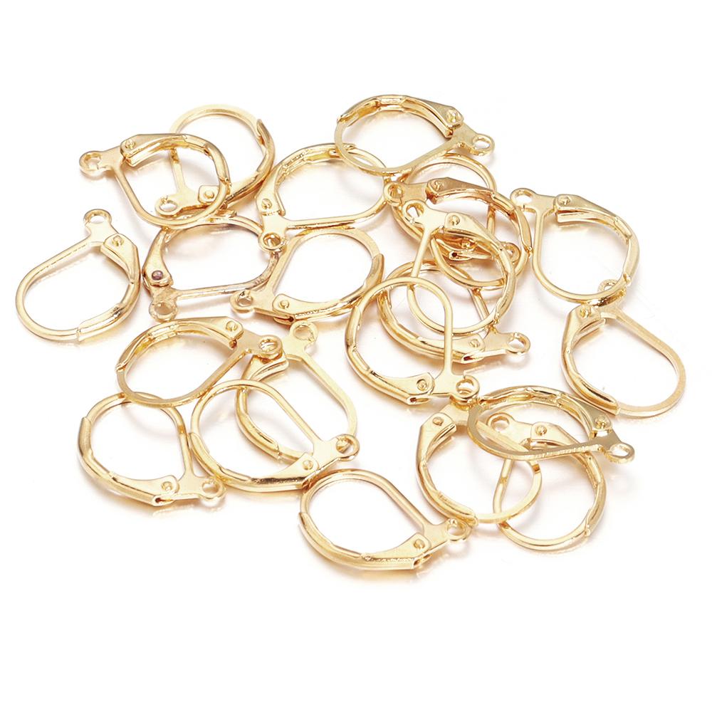 50pcs/lot D Shape Earring Hooks French Lever Back Earwire Alloy Earrings Clasps For Jewelry Making Findings DIY Accessories
