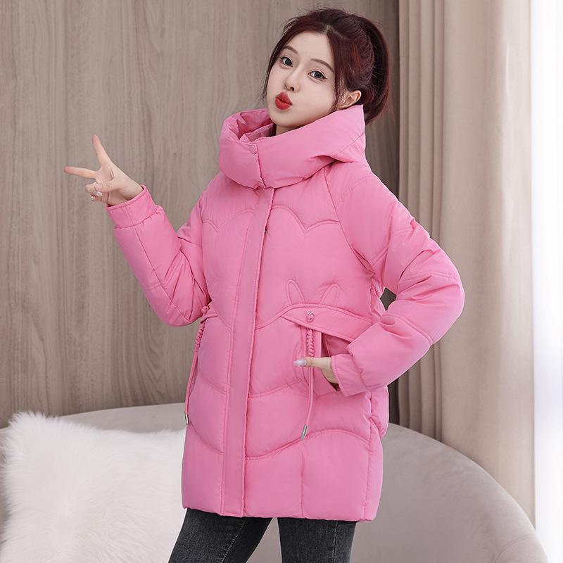 Korean version of cotton clothes women's medium and long 2025 winter new warm thickened hooded cotton-padded clothes loose and thin casual jacket