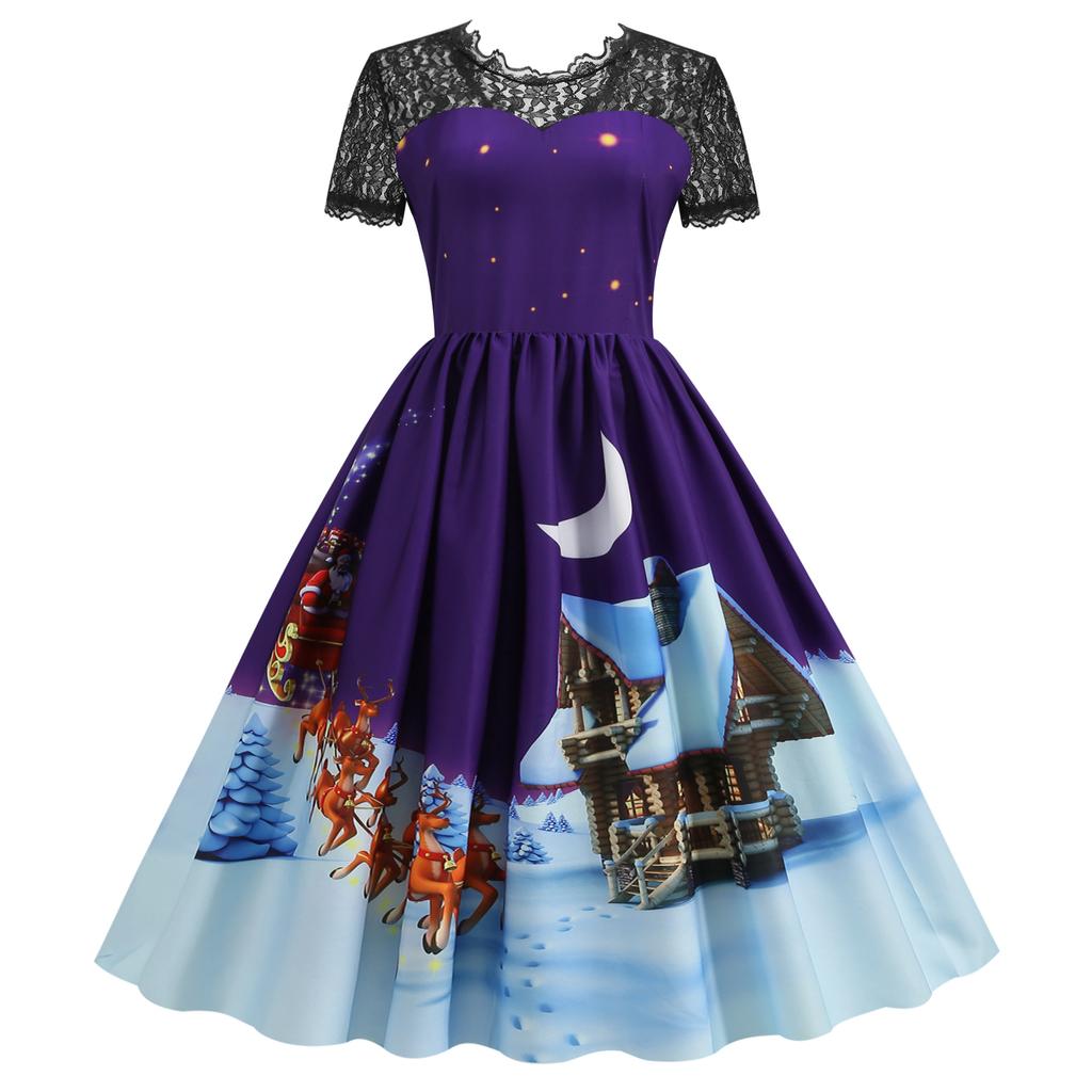 QICED Fashion Summer Spring Short Sleeve O-Neck Casual Dresses