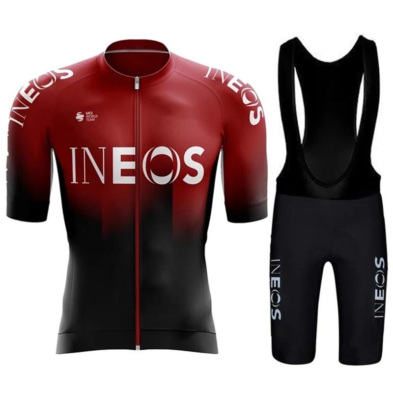 2026 Estate Pro Team INEOS GRENADIERS Bianco Abbigliamento da Ciclismo Set Maglia da Ciclismo Uomo Maglia da Bici da Strada Completo Pantaloncini da Ciclismo con Bretelle