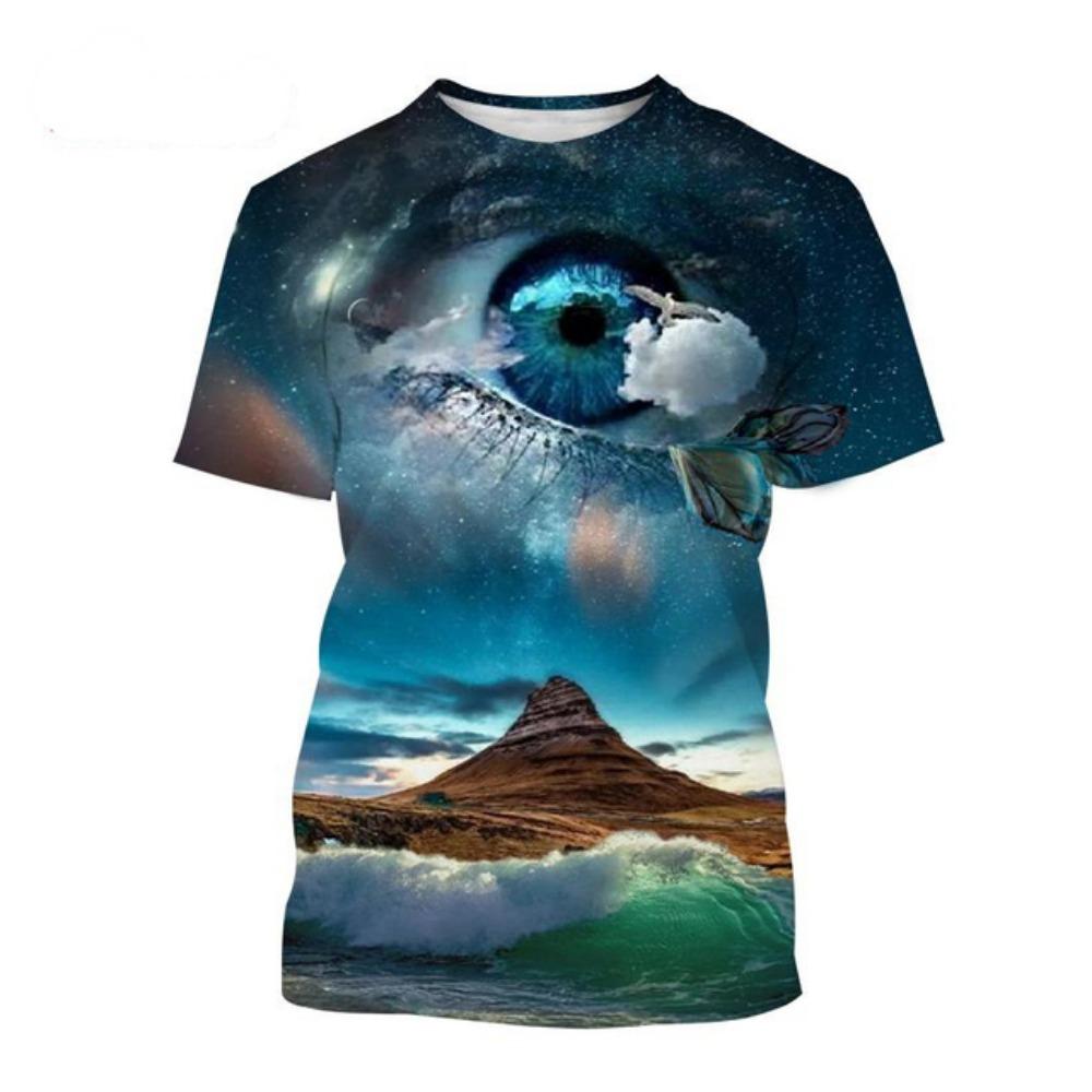 Nové Horký Prodej Oční Umění 3D Tisk Pánské Tričko s Krátkým Rukávem Módní Ležérní Design Lidského Obličeje Orgán Oko Potisk Krátký Rukáv Top