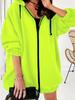Fluorescerend Groene Plus Size Rits Hoodie Jas