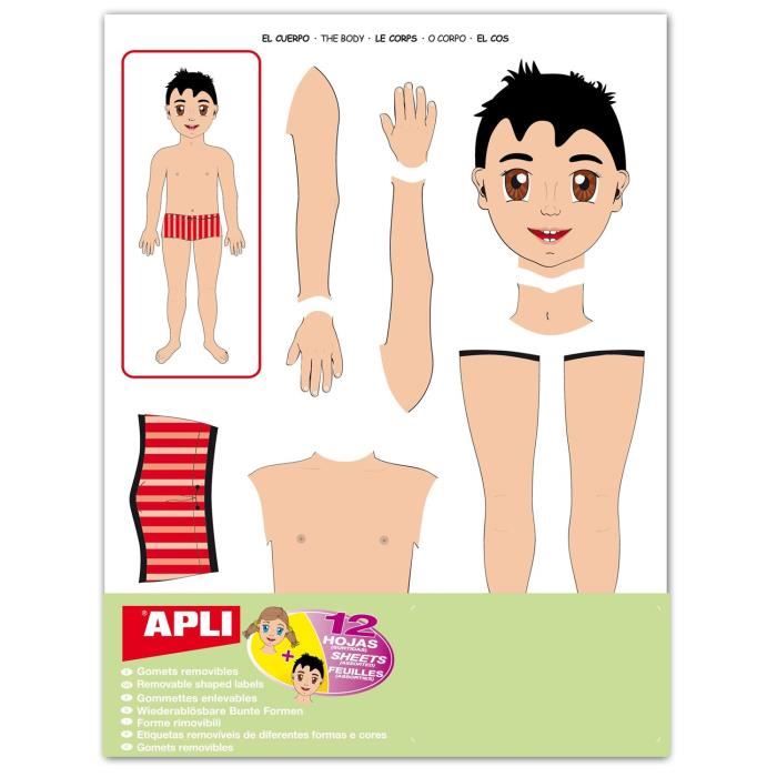 Pochette de gommettes - APLI - 12 feuilles - 156 gommettes - Adhésif enlevable - Pour enfants