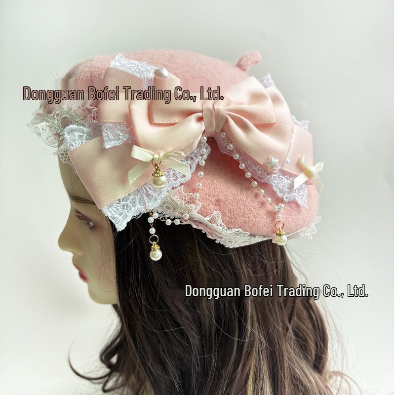 

Lolita Lace Bow Beret - Japanese Hair Accessory One Size