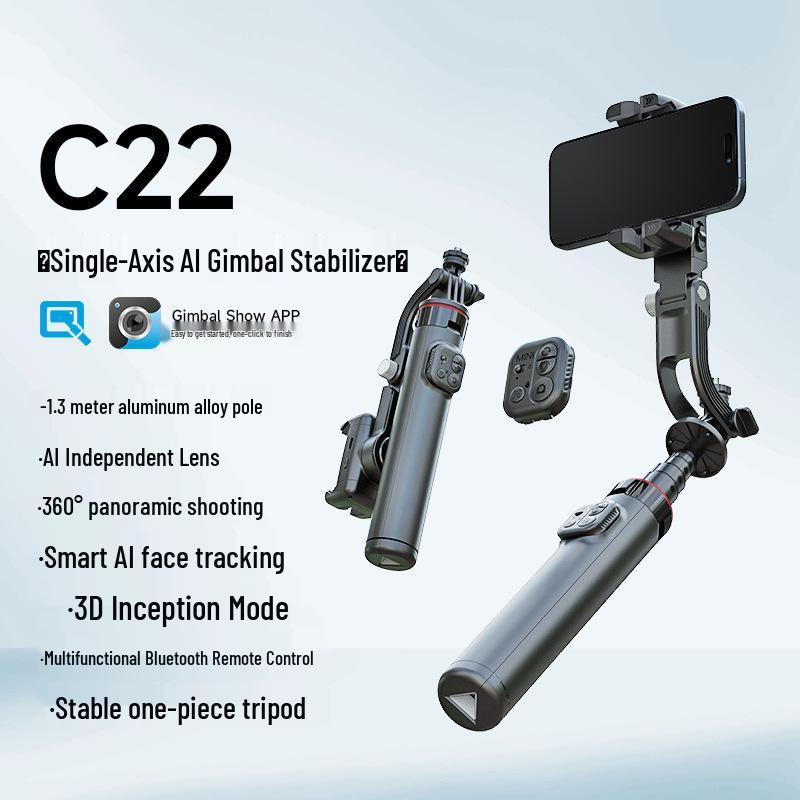 

C22 Bluetooth Селфи-палка и Мобильный стабилизатор: Защита от тряски, Выдвижной штатив, Подвес для прямых трансляций.