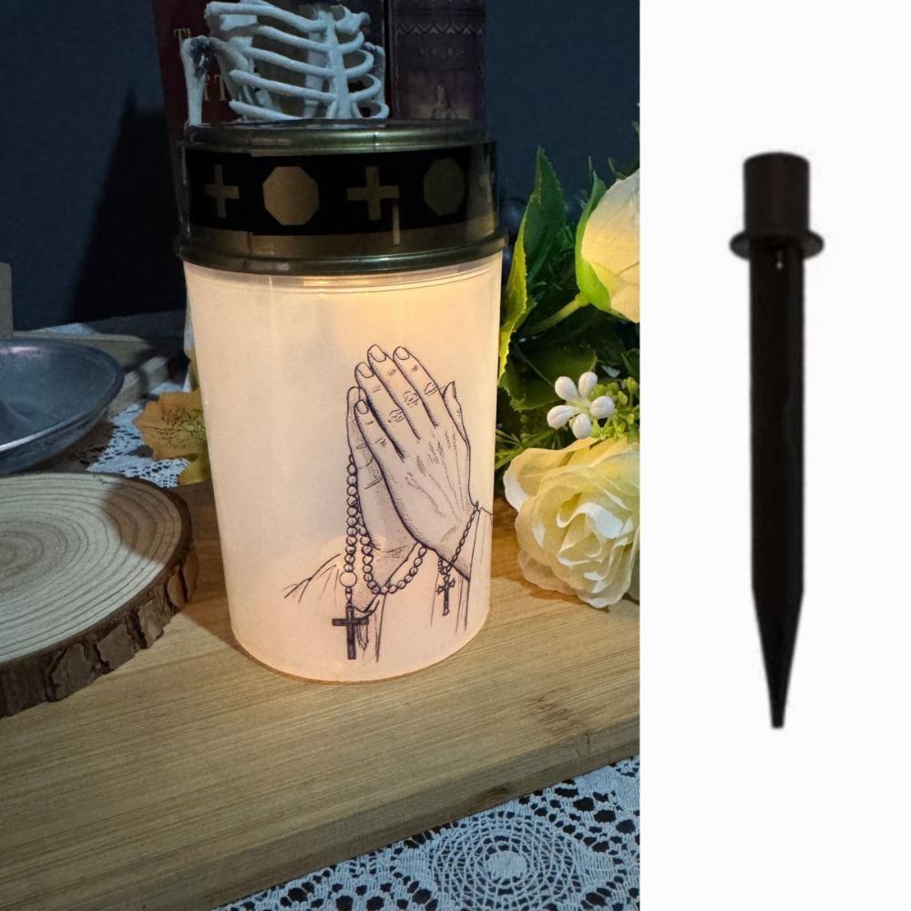 Solar Sensor Flameless Ceremony Grave Lantern Waterproof Candle Memorial Light Memorial Gift