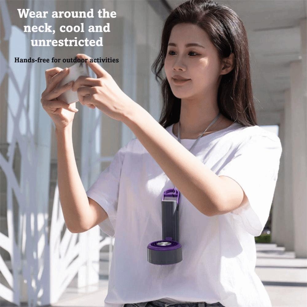 USB Rechargeable Handheld Fan Foldable Design Neck Hanging Fan Turbo Fan  Household Use