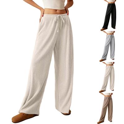 Women's Fashion Wide Leg Pants Loose Lace-up Casual Trousers
