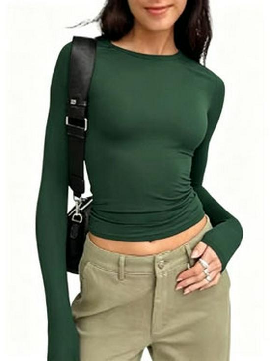 Autumn Long-Sleeve Slimming Pullover: Women's Round Neck Top