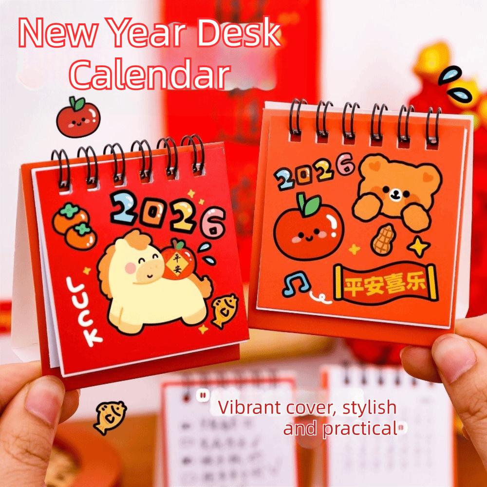 Cartoon 2026 Desk Calendar Coil Binding Daily Planner Desktop Calendar  Office School Supplies