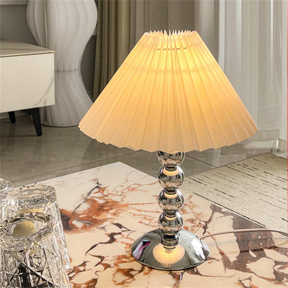Nordic Style Pleated Table Lamp 12W 3-Color Adjustable Desk Light Eye-Caring Bedside Lamp for Home Decor, EU Plug