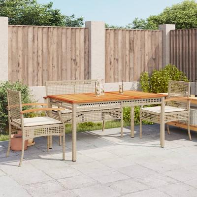Vidaxl 5-Cz. Garden Furniture Set With Cushions, Beige, Poly Rattan
