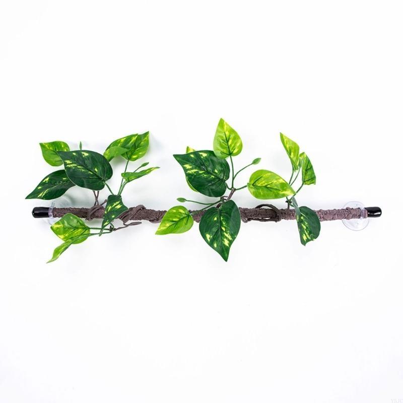 Y5JC Reptiles Plant Habitat Artificial Vine Branch Leaves for Climbing Suction Cup