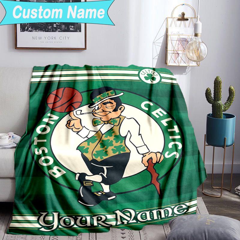 Custom Name Blanket Boston-Celtics Logo Blanket Bedding Blanket for Travel, Camping, Living Rooms, Offices, Sofas, Fan Christmas Gift