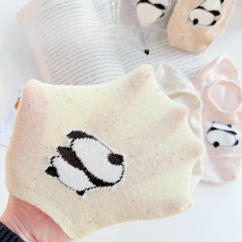 Boneless Sewn Toe Dot Yarn Cartoon Boat Socks, Women's Cotton Socks, Summer Thin Shallow-mouthed Non-dropping Heel Anti-slip Invisible Socks