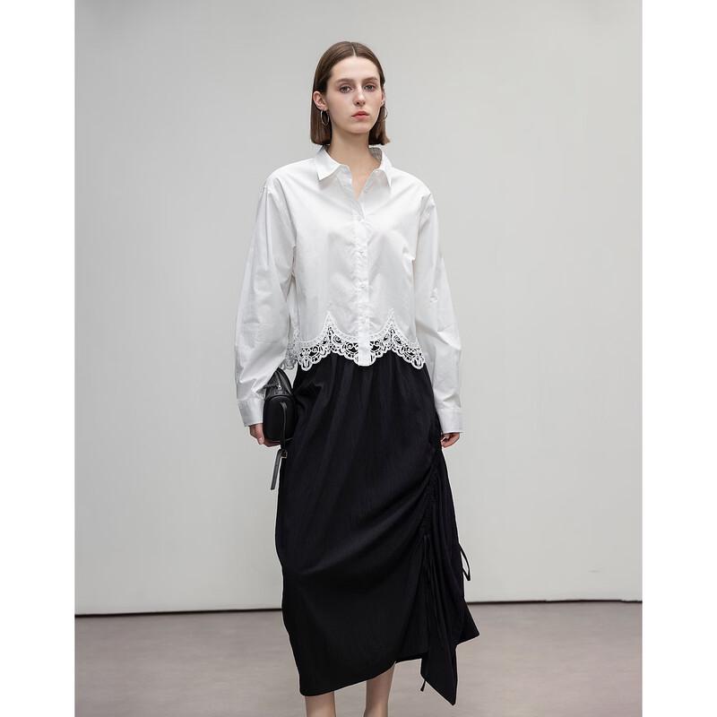 Demana Women's Lace Spliced Cotton Shirt