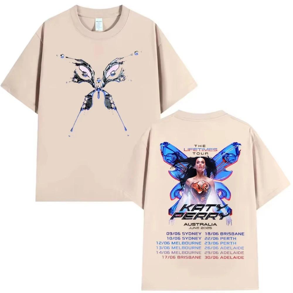 2026 Katy Perry The Lifetimes Tour Baskılı Tişört Erkek Kadın Vintage Estetik Yüksek Kalite Oversize Pamuklu Tişörtler Sokak Giyimi