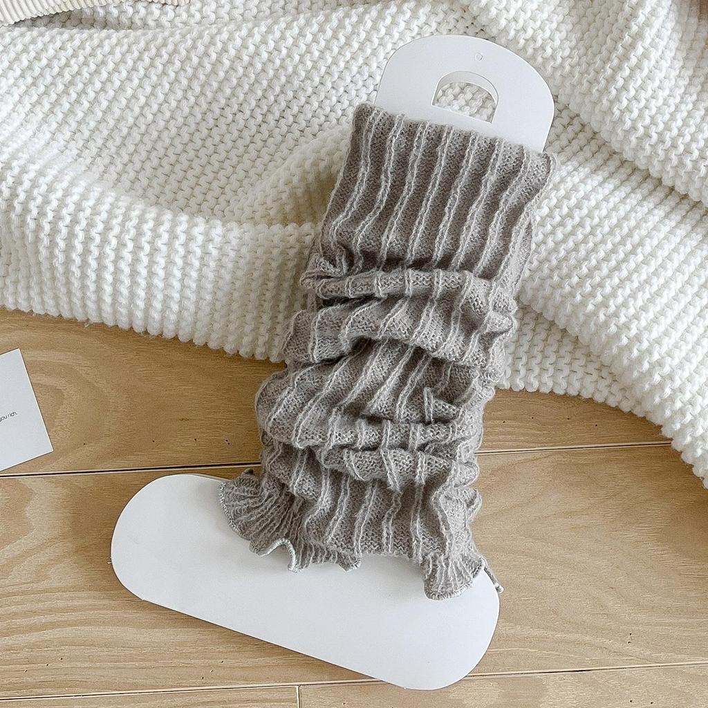 Damen Dunkelgraue Strick-Beinstulpen - Vielseitige Scrunch-Socken für Herbst & Winter