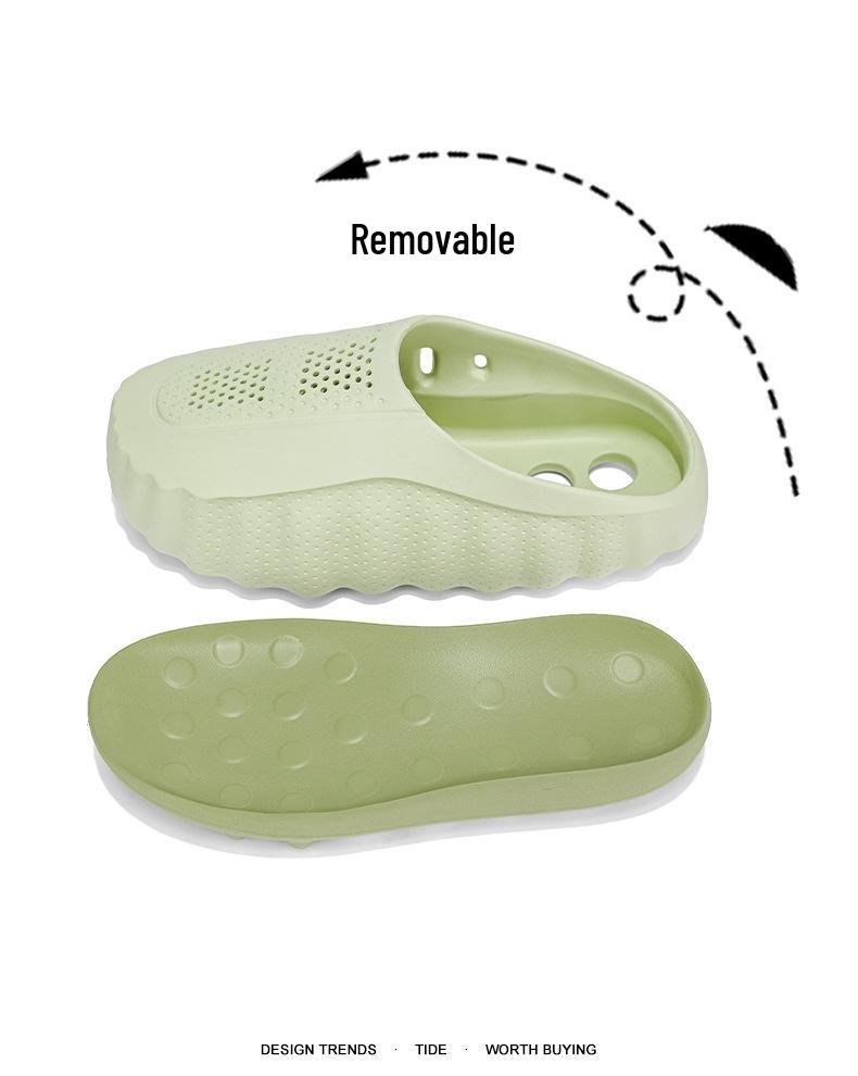 Men's Breathable Closed-Toe Summer Sport Slippers with Soft Sole and Foot Massage Feature