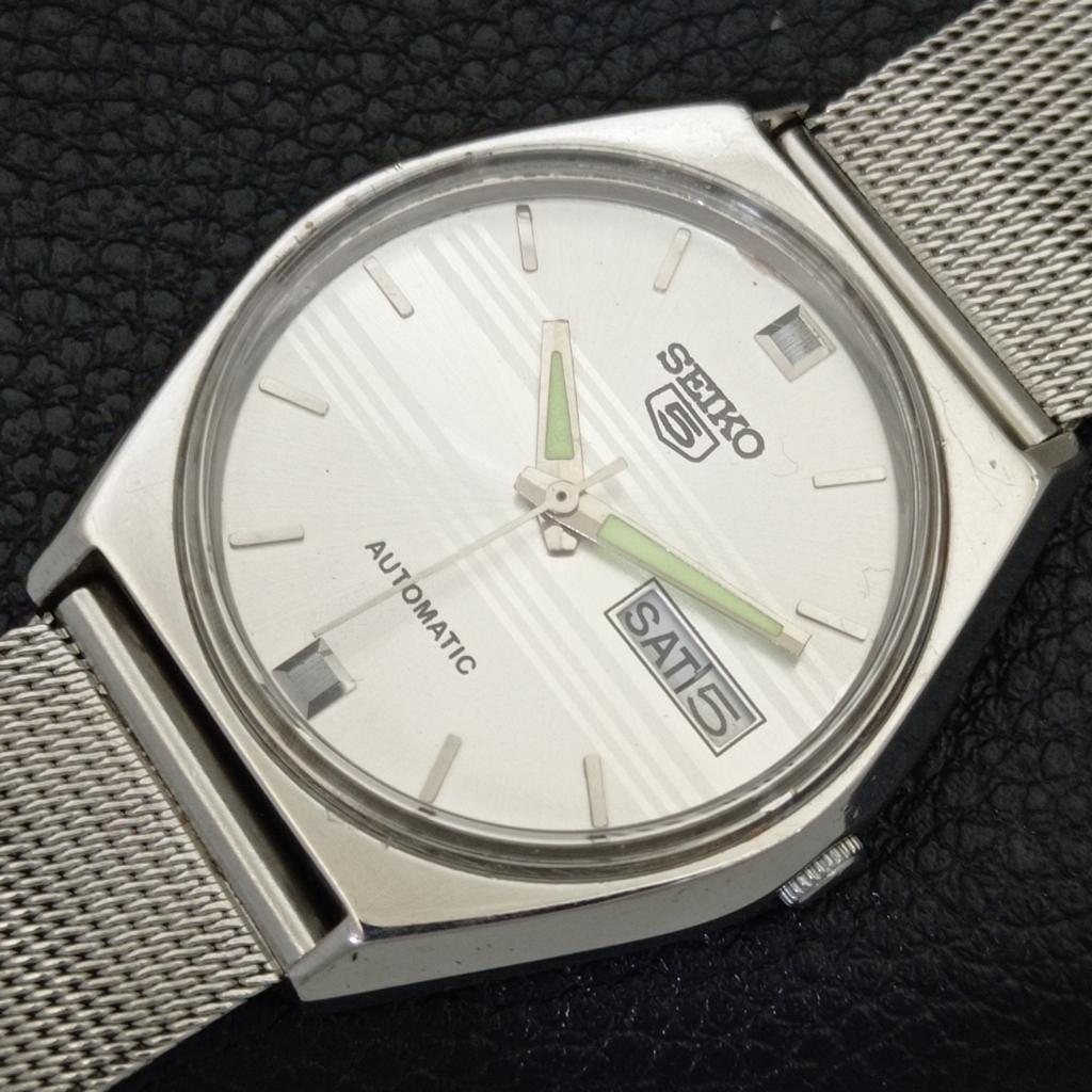 AUTOMATIC 6309A VINTAGE SEIKO 5 JAPAN MENS SILVER COLOR DIAL WATCH A701407-5 R206b-a701407
