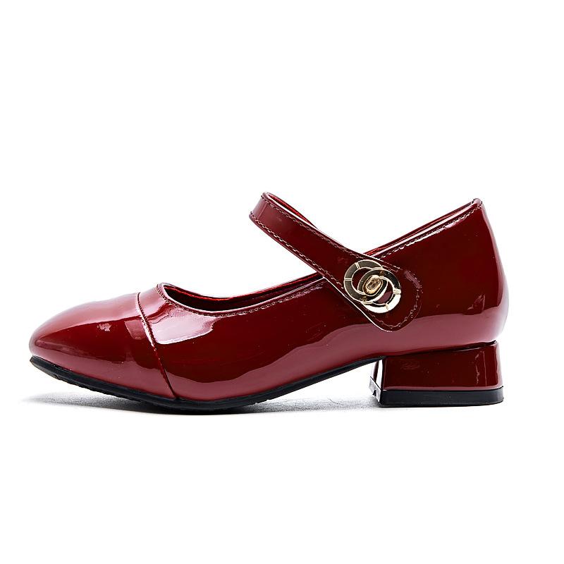 

Туфли на высоком каблуке для девочек, детские туфельки принцессы из лакированной кожи, черные, на мягкой подошве, весна-осень 2025 38 (shoe inner length 23.2CM) красный