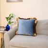 Velvet Cushion Cover with Gold Tassels Edge, Monochromatic Pillowcase, Decorative Sample Room, Bed and Sofa