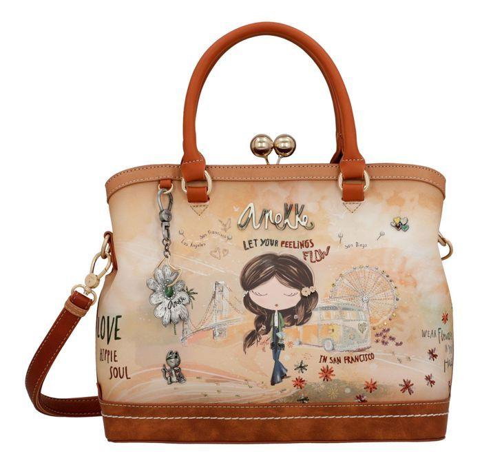 Sac à main - ANEKKE - Kiss Short Handle Bag "Peace & Love" - Multicolore - Synthétique (PU) - Bandoulière amovible