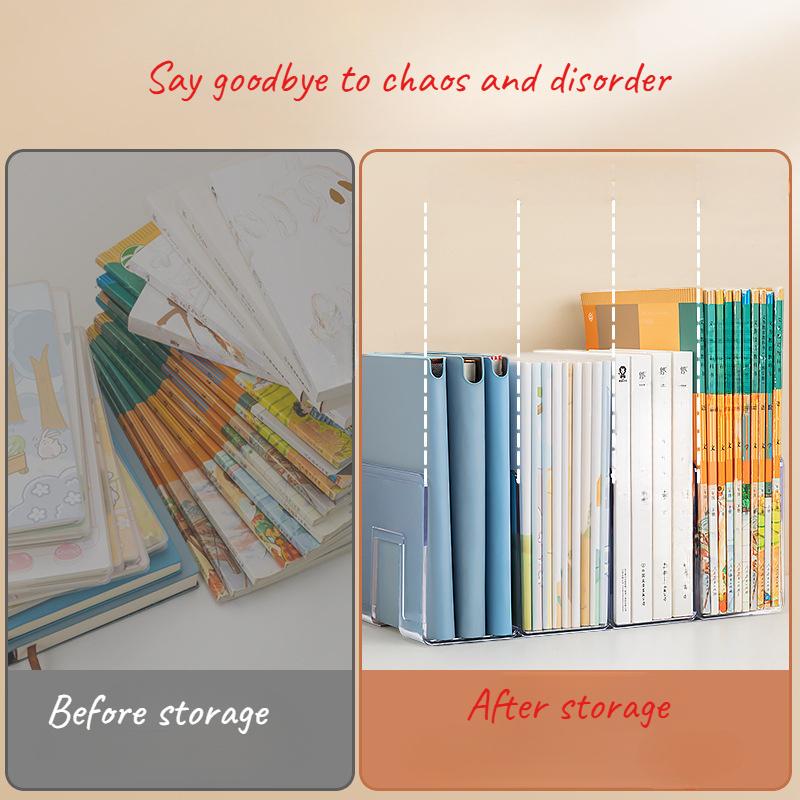 2pcs 8-Compartment Transparent Acrylic Desktop Organizer - Multifunctional Space-Saving Storage for Books, for Home Organization