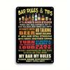 8x12 Vintage Bar Rules Metal Sign 2D Flat Humorous Drinking Decor with Retro BeerCocktails Design Easy Hang for Man Cave