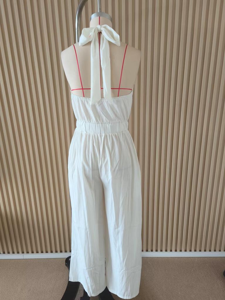 Elegant Backless Halter Sleeveless Wide-Leg Women's Jumpsuit - Summer 2026 Collection, Europe
