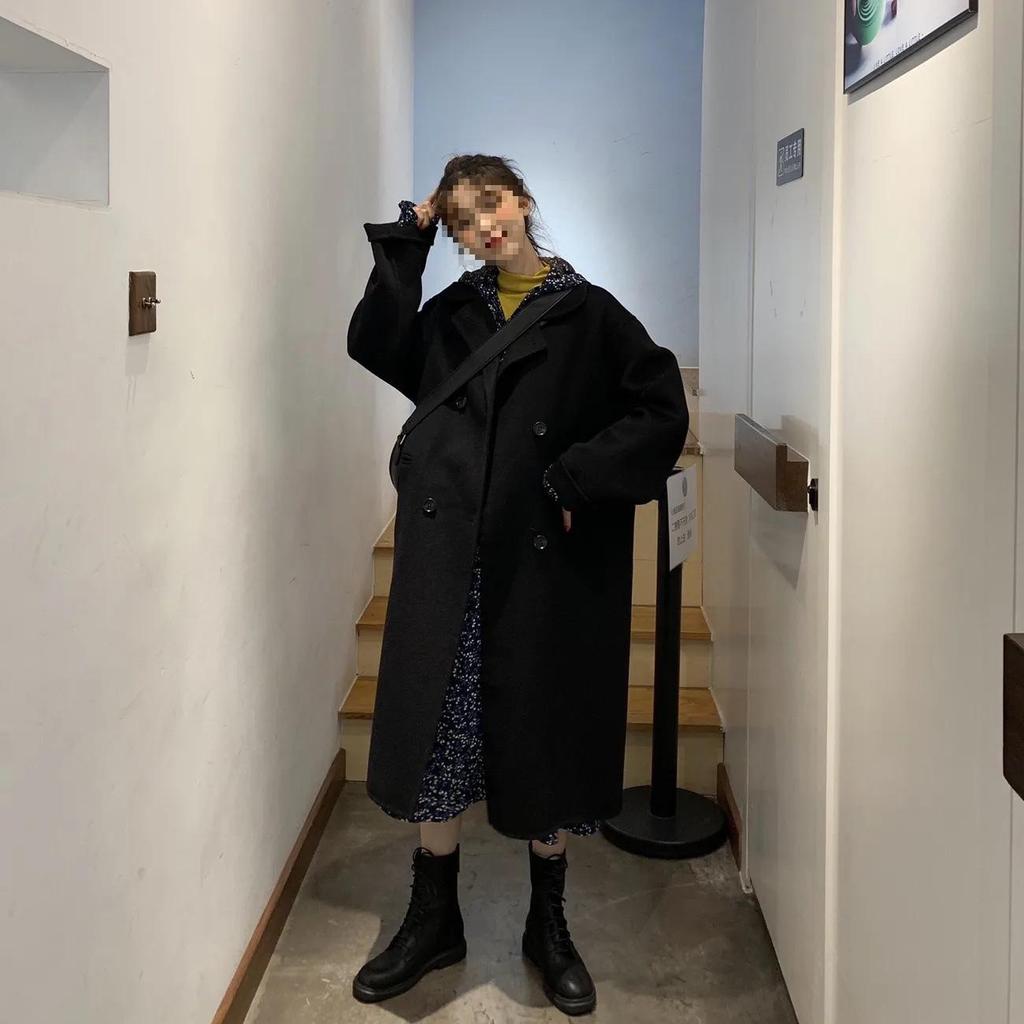 Korean Style Women's Mid-Length Woolen Coat - 2025 Autumn/Winter Trendy, Loose, Versatile, Petite Jacket