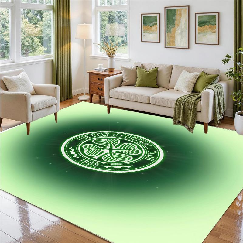 Celtic FC Design Crystal Velvet Rug Soft Decorative Mat for Bedroom Entrance